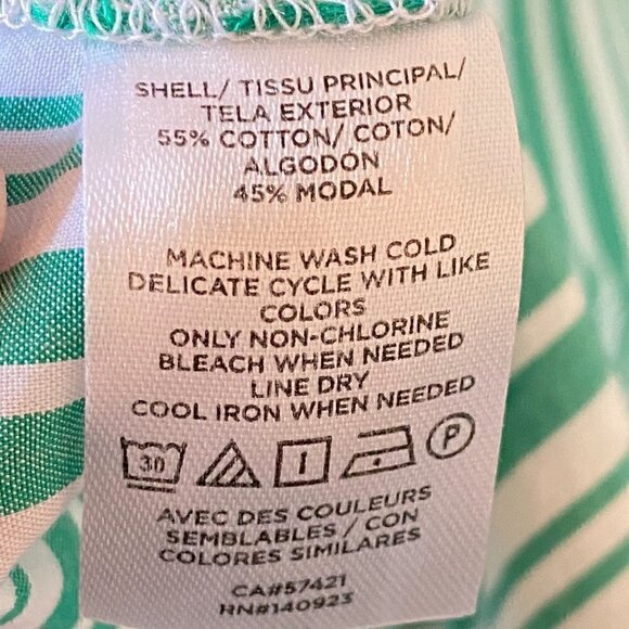 LOFT Green Striped Sleeveless Button Front Shirt - Picture 6 of 8